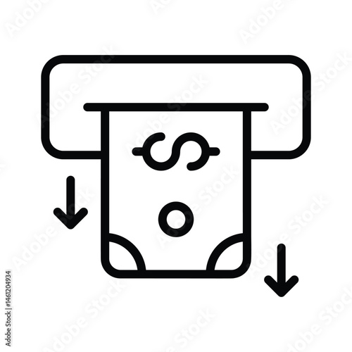 Ready to use linear style icon of cash withdrawal