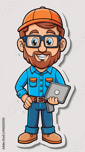 Friendly technician holding a tablet.