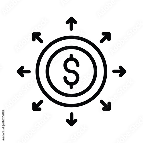 Download our premium line style icon of distributed money