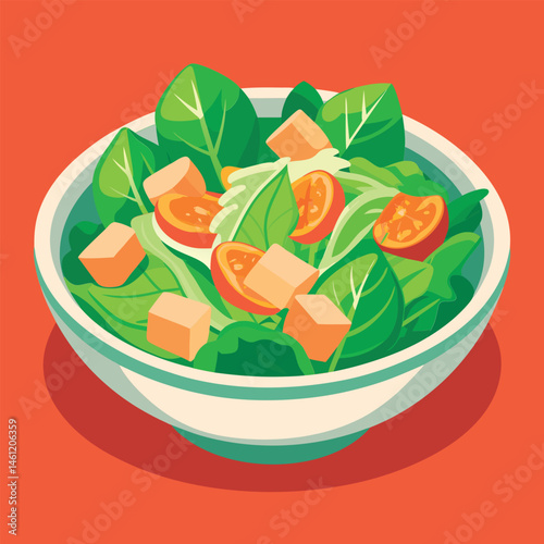 Fresh salad bowl with mixed greens.