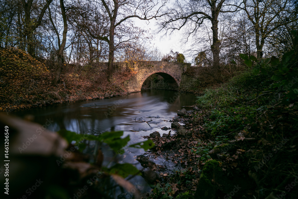 Fototapeta premium Photography in a nature reserve, where there is an old bridge and preserved landscape