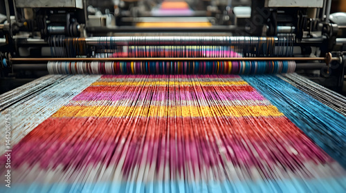 Colorful Fabric Weaving On Machine