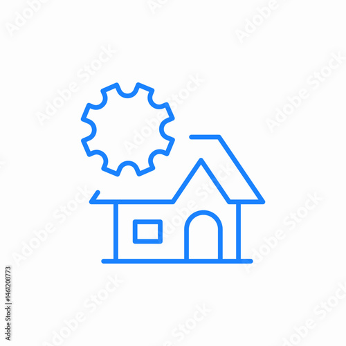 gear settings house icon sign vector