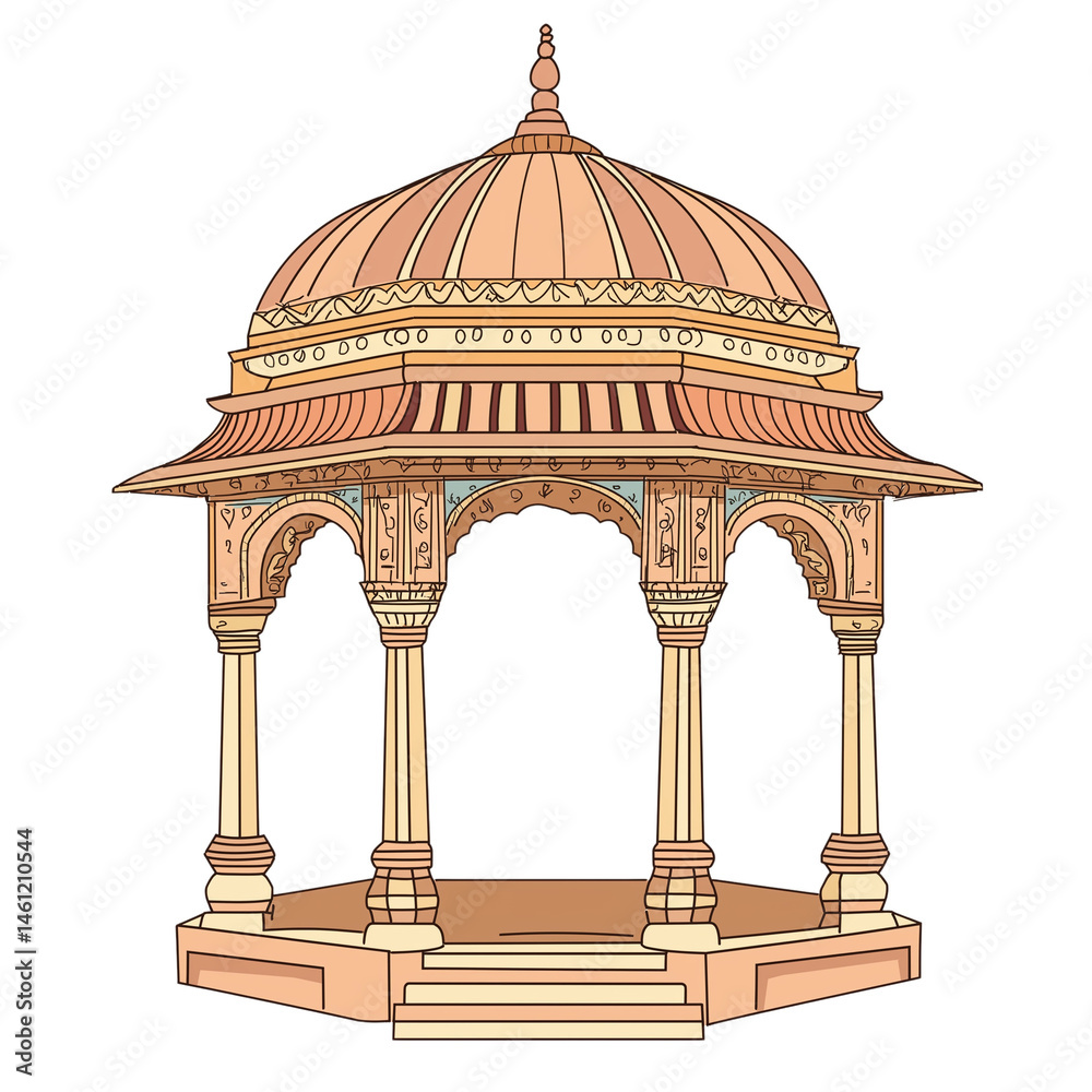 Obraz premium Architectural marvel of a traditional pavilion in India. PNG image, transparent background
