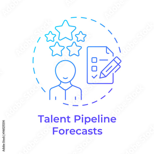 Talent pipeline forecasts blue gradient concept icon. Predicting company staff needs. Workforce insight. Round shape line illustration. Abstract idea. Graphic design. Easy to use blog post