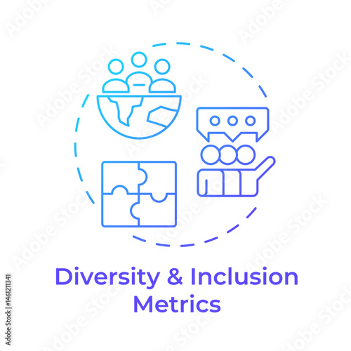 Diversity and inclusion metrics blue gradient concept icon. Track representation and equity. Workforce insight. Round shape line illustration. Abstract idea. Graphic design. Easy to use blog post