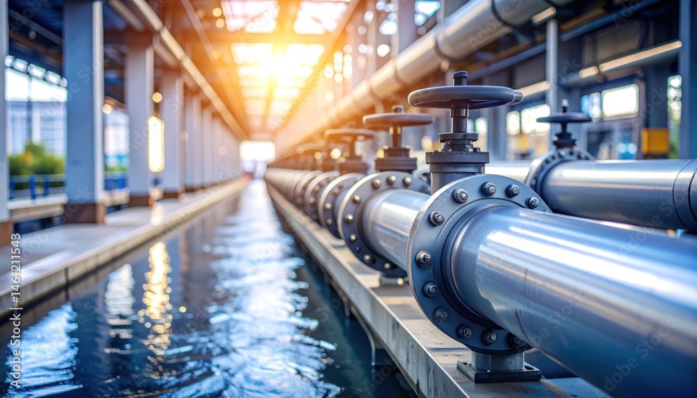Pipes and Waterway in Industrial Setting Pipes and Waterway in Industrial Setting