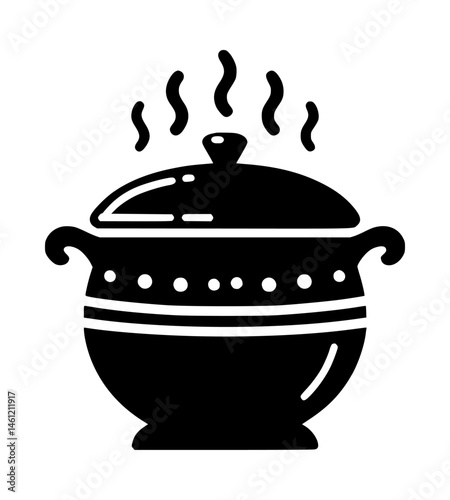 Black pot kitchen icon vector silhouette style