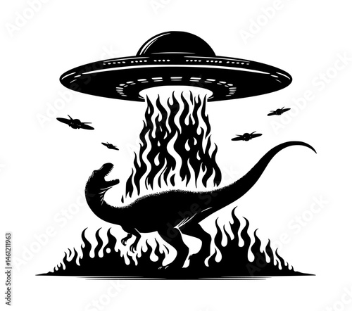 Dinosaur fire breathing silhouette black color vector white background