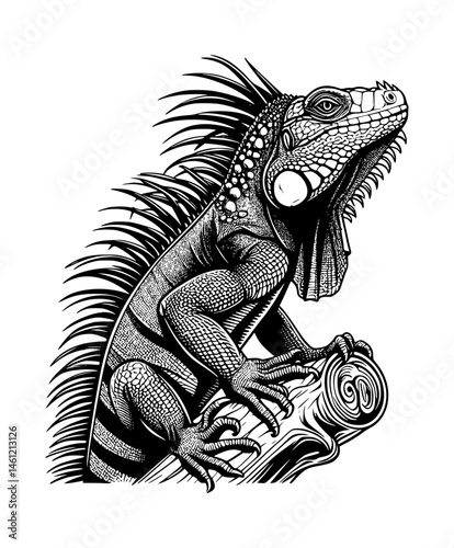 Black Iguana Outline Coloring Sheet for Children