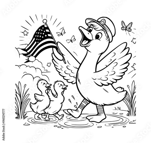 Funny Mother Goose Coloring Page Vector for Kids