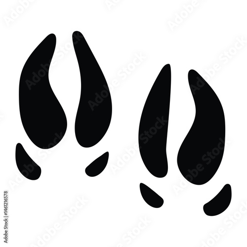 boar footprint paw track silhouette vector flat illustration design