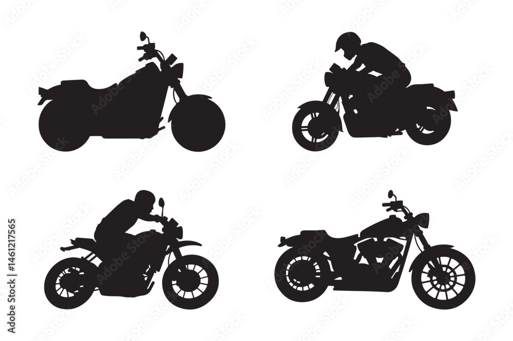 Obraz premium Motorcycle Silhouette Set On White Background EPS 10