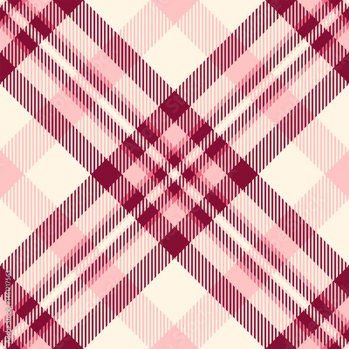 Decorate plaid textile seamless, veil texture fabric tartan. Rural background pattern vector check in red and old lace colors.
