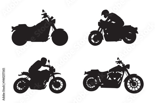 Motorcycle Silhouette Set On White Background EPS 10