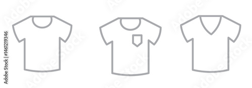 T-shirt icon. T-shirt icon collection line and flat style. T-shirt with hanger icon. T-shirt sign and symbol. Vector illustration.