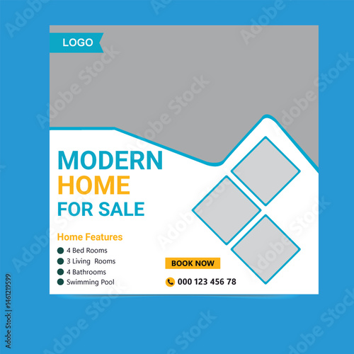 Modern Home for Sale Social Media Post Design – Real Estate Marketing Template