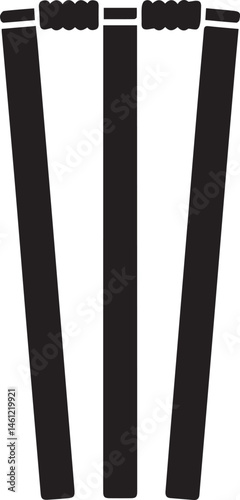 Wicket Stump Silhouette Vector – Simple Black Cricket Equipment Illustration