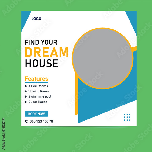 Modern Home for Sale Social Media Post Design – Real Estate Marketing Template