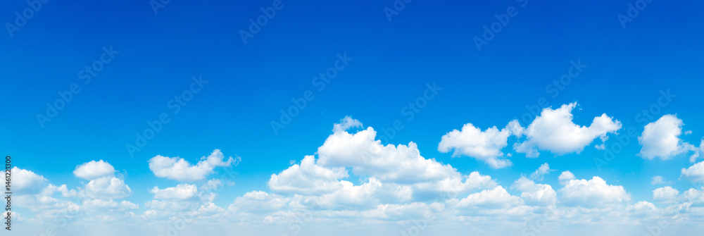 Blue sky and white clouds. Panorama sky. Bfluffy cloud in the blue sky background