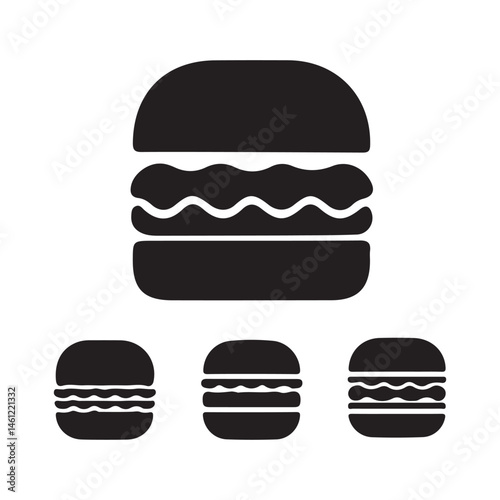 vector illustration of burger and hamburger fast food vector icon set silhouette design