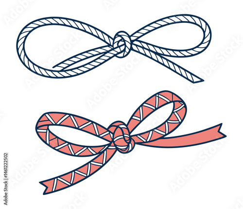 set of  hand drawn bow ties isolated on white 