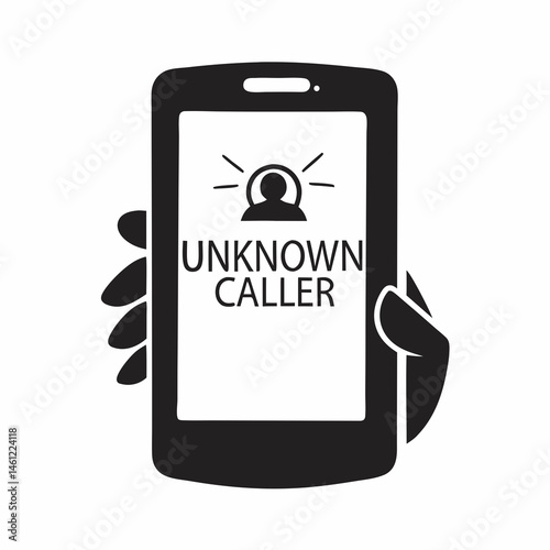 Smartphone Displaying Unknown Caller Alert with Hand Icon for Communication Apps, Telemarketing Awareness, Phone Safety Blogs, and Security Articles  