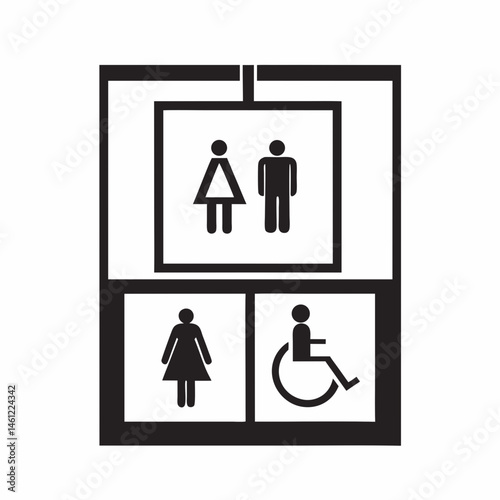 Gender and Accessibility Symbols for Restroom Signage, Inclusive Design, Public Facilities, Awareness Campaigns, and Social Media Content  