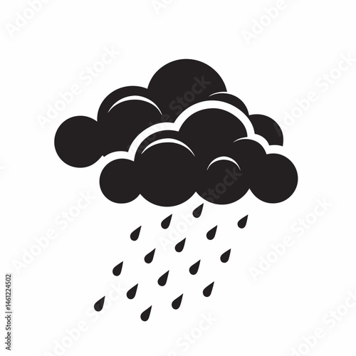 Black Rain Cloud with Raindrops for Weather Blogs, Environmental Websites, Illustration Projects, Educational Content, and Mood-Setting Designs  