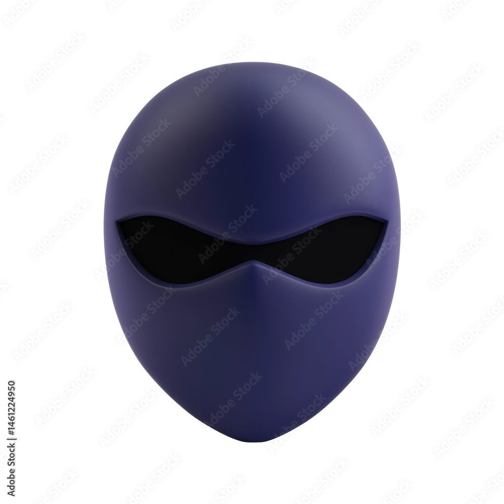 Dark masked face with smooth seamless design, cut out - stock png. Dark masked face with smooth seamless design, cut out - stock png.