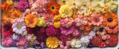 Wallpaper Mural Vibrant array of colorful flowers in a shallow container Torontodigital.ca