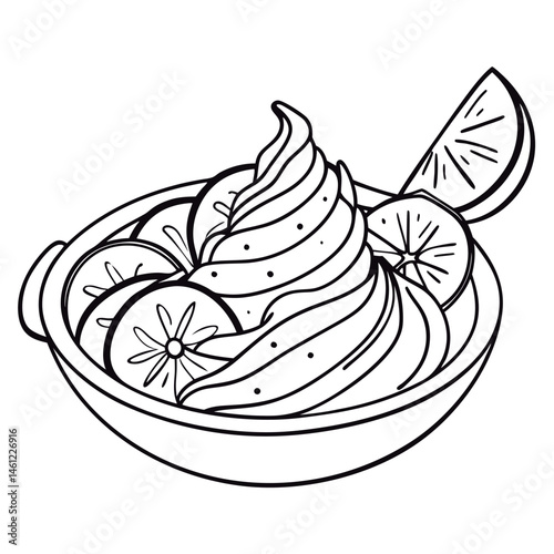 Yummy fruit yogurt parfait design.