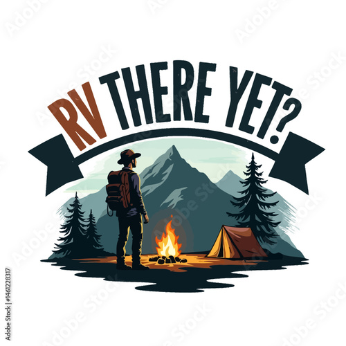 A set of logos on the theme of camping Silhouette of a fores