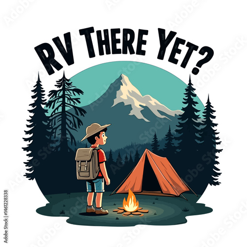 A set of logos on the theme of camping Silhouette of a fores