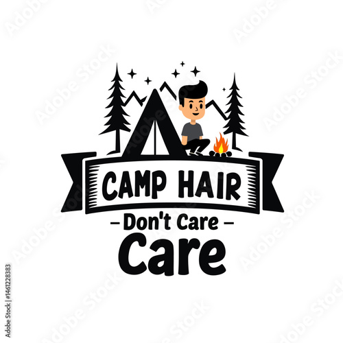 A set of logos on the theme of camping Silhouette of a fores