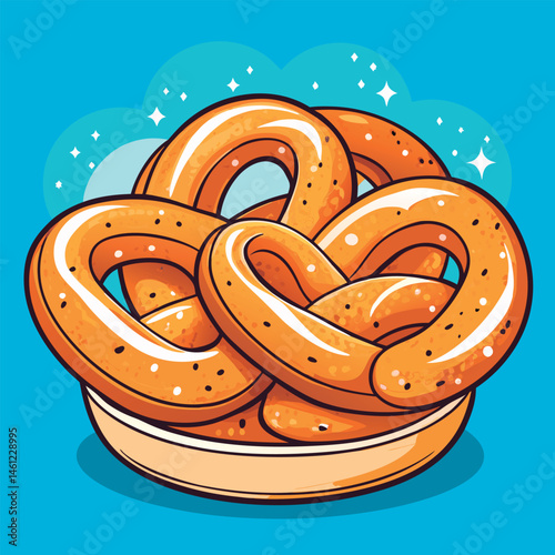 Delicious pretzel in a bowl.