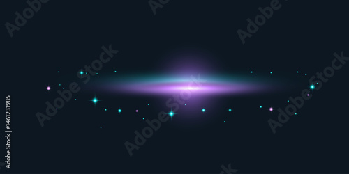 Abstract glowing galaxy with stars. Futuristic glowing galaxy with soft violet and cyan light. Abstract space background with stars. Ideal for sci-fi, digital art, tech and cosmic designs.