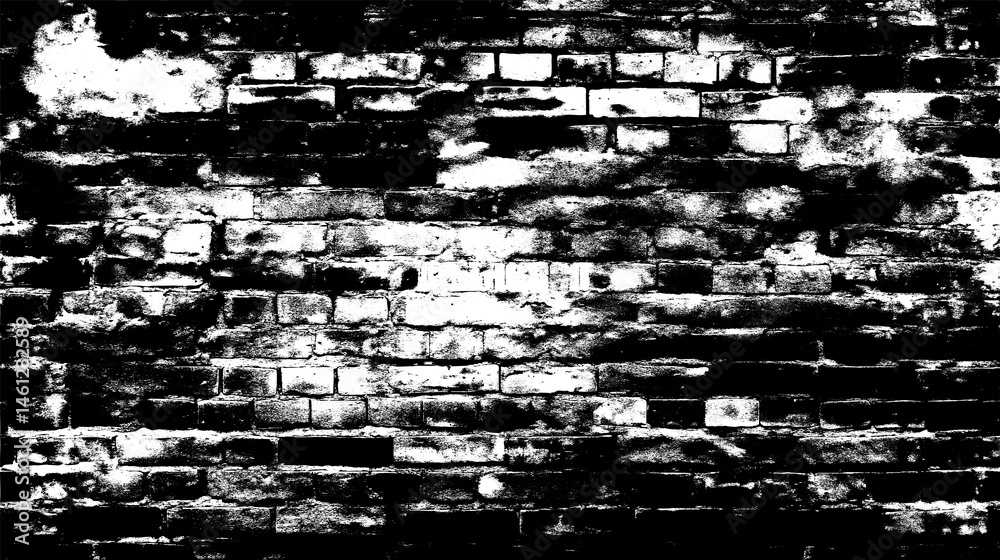 Obraz premium Grunge Brick Wall Texture: Black & White Background