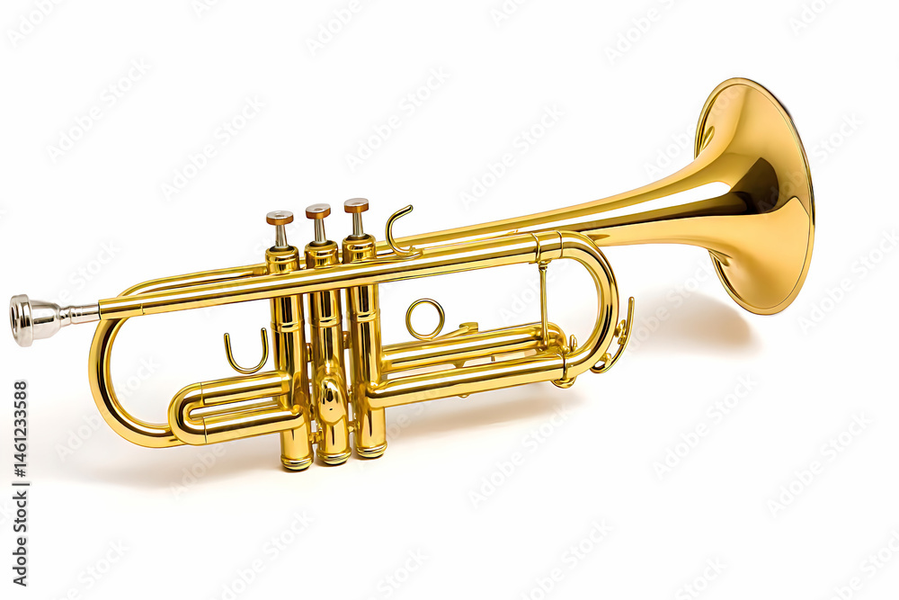 Golden Trumpet Isolated on White Background – High-Resolution Brass Instrument Photo Golden Trumpet Isolated on White Background – High-Resolution Brass Instrument Photo