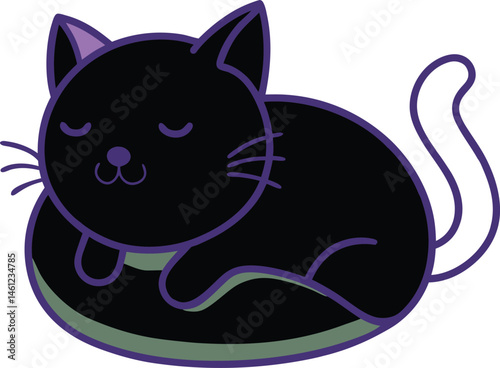 cat vector ,Lazy Cartoon Cat Sleeping on a Pillow – Cute Vector Illustration in Flat Design photo