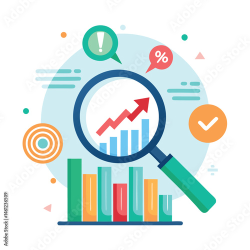 magnifying-glass-highlights-business-growth-chart vector image on white background