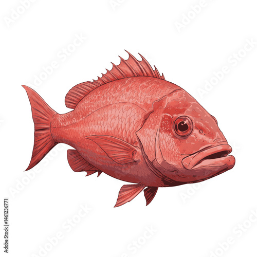 Red Snapper Vector Illustration – Vibrant Seafood Fish Drawing