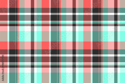 Goose seamless background textile, shabby check tartan fabric. Intense pattern texture vector plaid in red and teal colors.