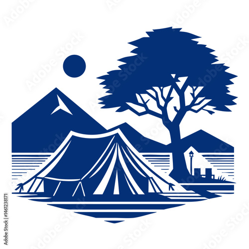 Camping Adventure: Majestic Mountain Tent Scene
