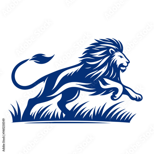 Majestic Lion in Motion: A Powerful Wildlife Vector Graphic