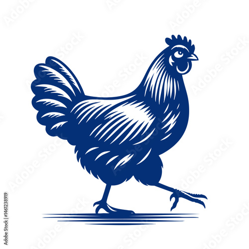 Majestic Blue Rooster: A Stunning Farm Animal Illustration