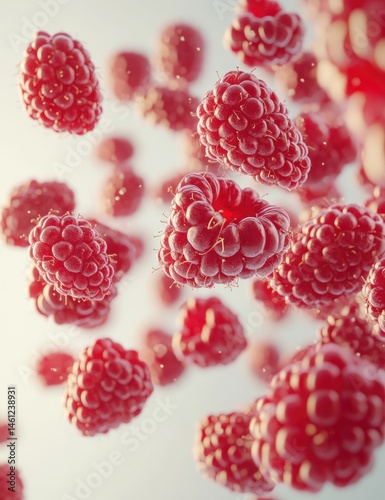 Fresh raspberries in motion (2)
