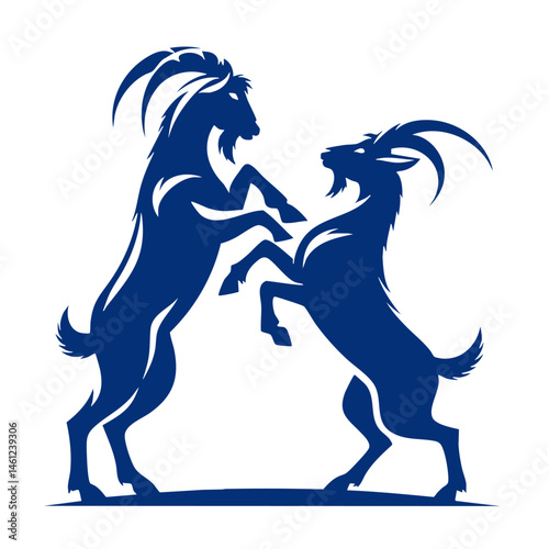 Two Majestic Goats in a Dramatic Face-off: A Stunning Wildlife Silhouette