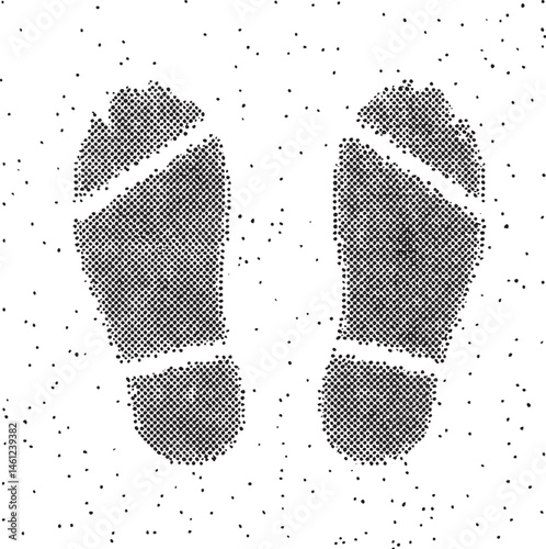 Two black footprints are displayed on a white background.