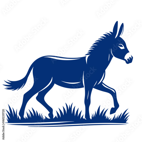 Majestic Donkey Silhouette in a Grassy Field: A Captivating Vector Illustration